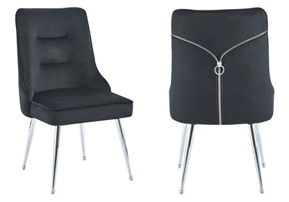 Lot de 2 chaises en noir et métal argenté | Veltis