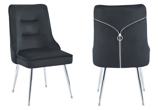 Lot de 2 chaises en noir et métal argenté | Veltis