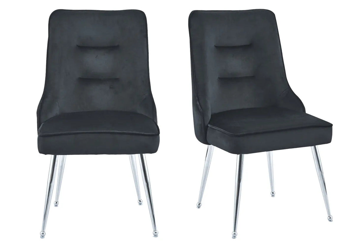 Lot de 2 chaises en noir et métal argenté | Veltis