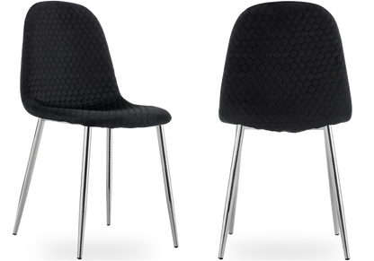 Lot de 6 chaises scandinaves velours alvéolé noir | Sixo