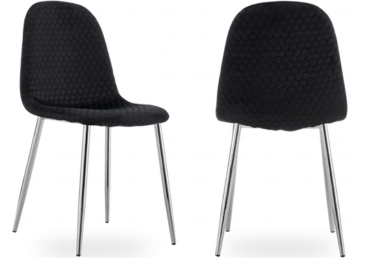 Lot de 6 chaises scandinaves velours alvéolé noir | Sixo