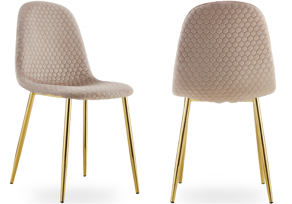 Lot de 6 chaises scandinaves velours alvéolé taupe | Sixo
