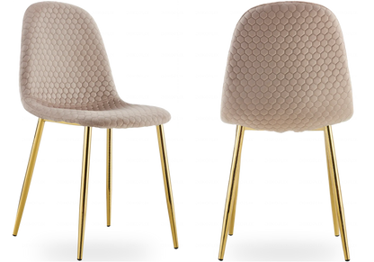 Lot de 6 chaises scandinaves velours alvéolé taupe | Sixo