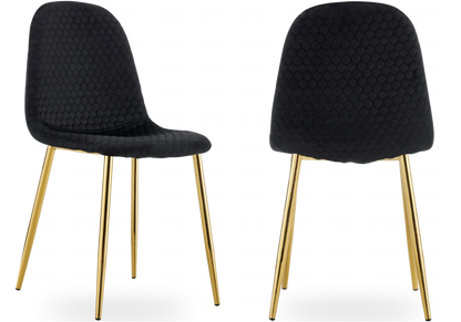Lot de 6 chaises scandinaves velours alvéolé noir | Sixo