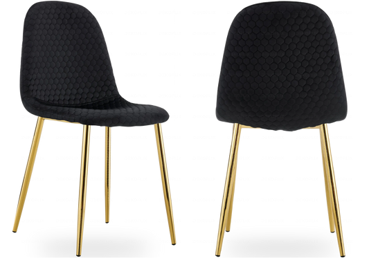 Lot de 6 chaises scandinaves velours alvéolé noir | Sixo