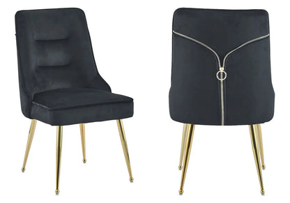 Lot de 2 chaises en noir et métal doré | Veltis