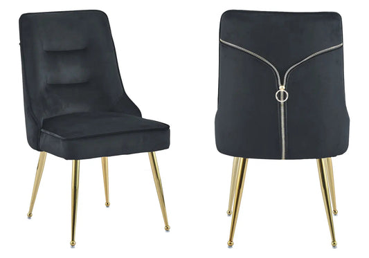 Lot de 2 chaises en noir et métal doré | Veltis