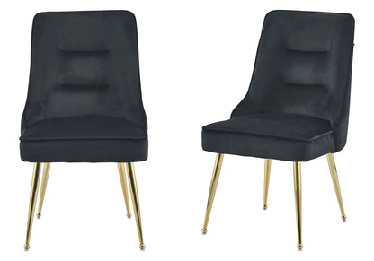 Lot de 2 chaises en noir et métal doré | Veltis