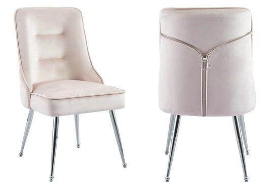 Lot de 2 chaises en rose avec zip argenté | Veltis