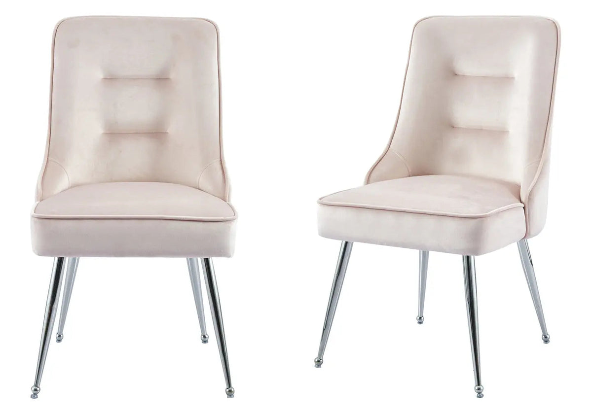 Lot de 2 chaises en rose avec zip argenté | Veltis