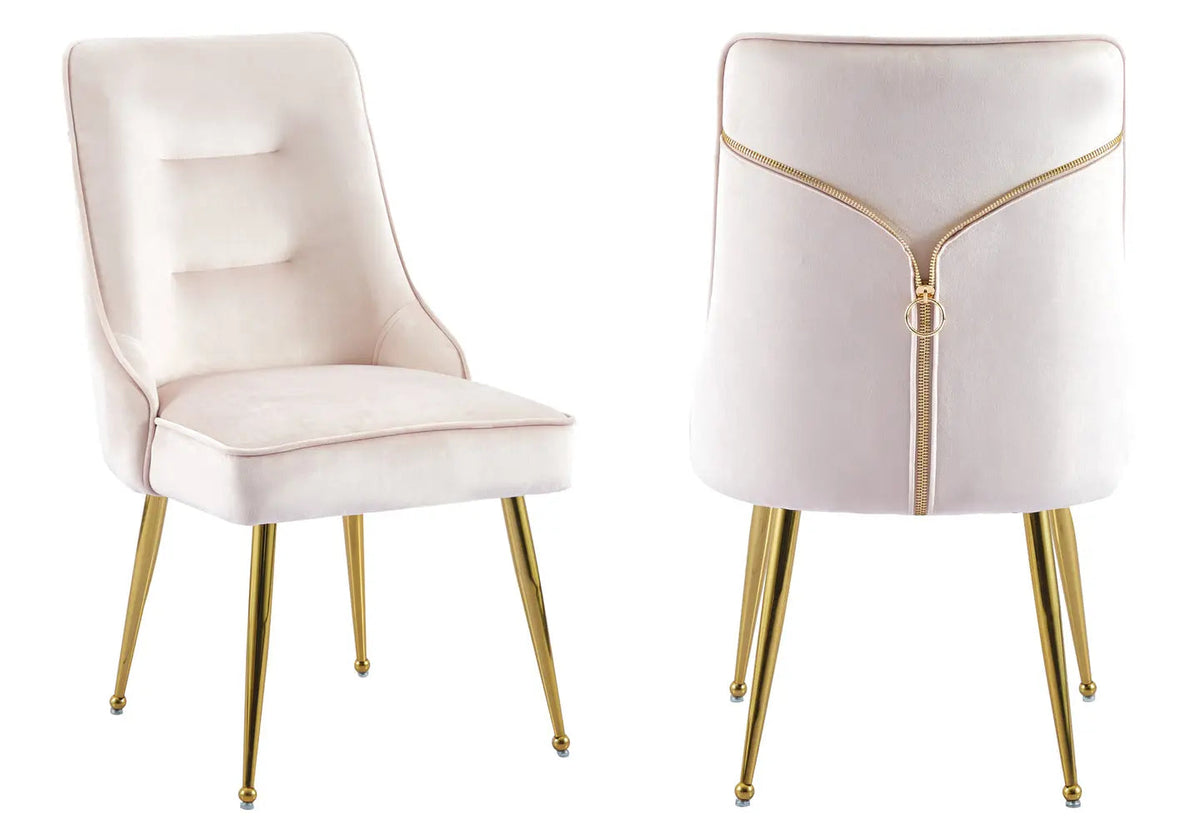 Lot de 2 chaises en rose et métal doré | Veltis