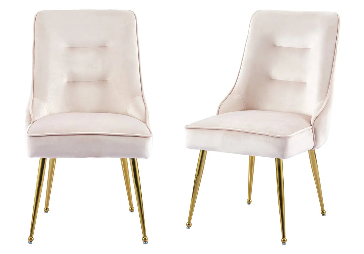 Lot de 2 chaises en rose et métal doré | Veltis