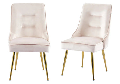 Lot de 2 chaises en rose et métal doré | Veltis