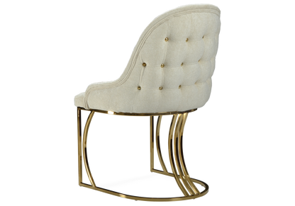 fauteuils table tissu beige capitonnes dores sara x2 - Vue 3 - KOORIS