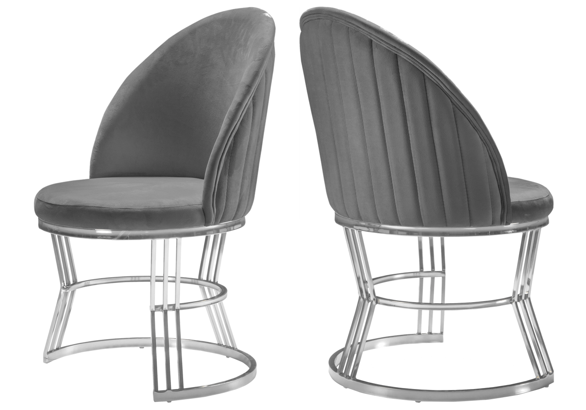 fauteuils table velours gris argent caris x2 - Vue 1 - KOORIS