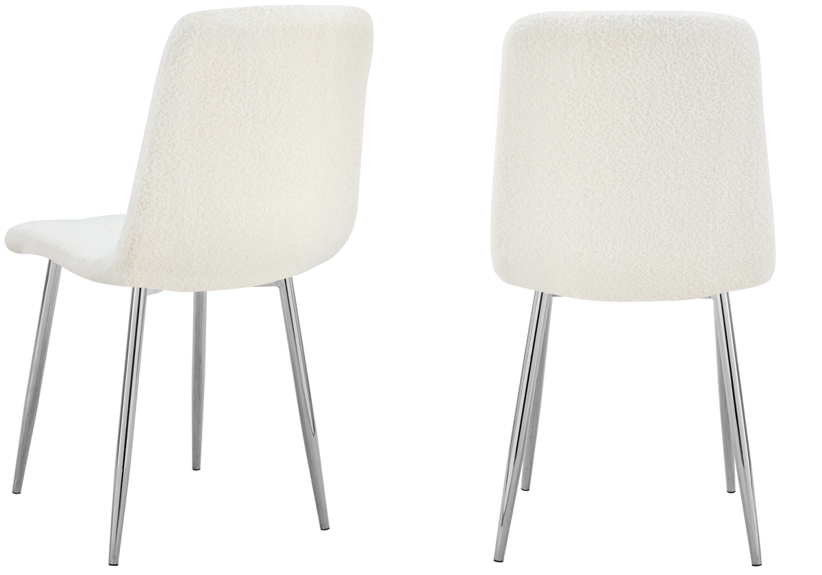 Lot de 4 chaises en bouclette blanche capitonnées | Vexta