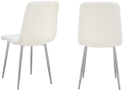 Lot de 4 chaises en bouclette blanche capitonnées | Vexta