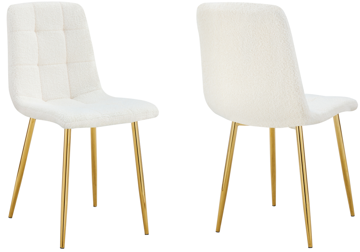 Lot de 4 chaises en bouclette blanche capitonnées | Vexta