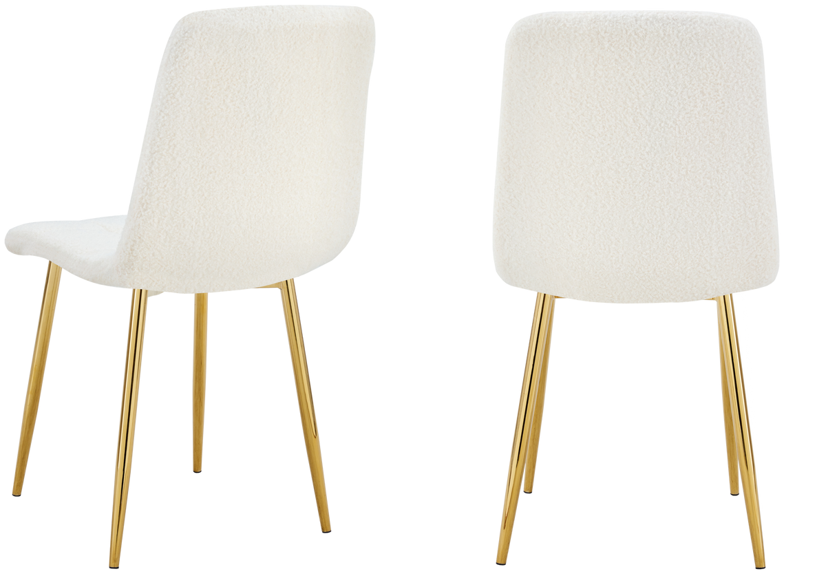 Lot de 4 chaises en bouclette blanche capitonnées | Vexta
