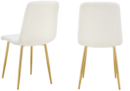 Lot de 4 chaises en bouclette blanche capitonnées | Vexta