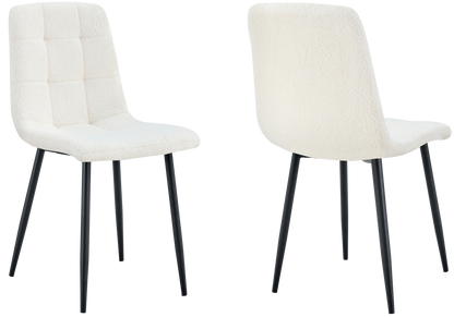 Lot de 4 chaises en bouclette blanche capitonnées | Vexta