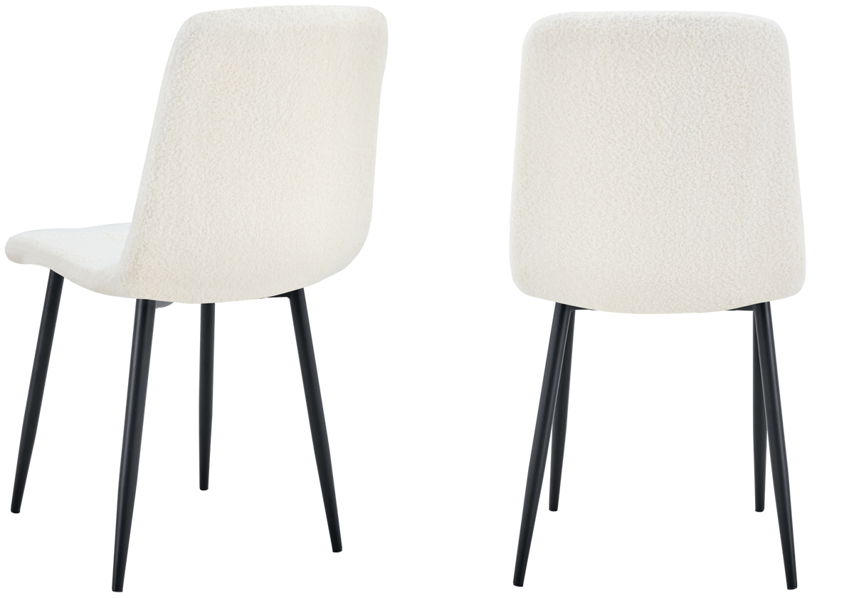 Lot de 4 chaises en bouclette blanche capitonnées | Vexta