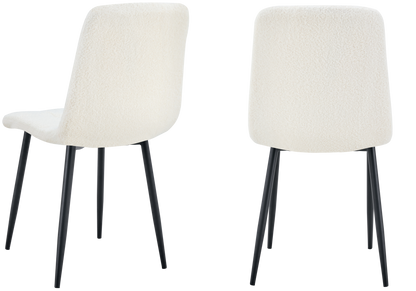 Lot de 4 chaises en bouclette blanche capitonnées | Vexta