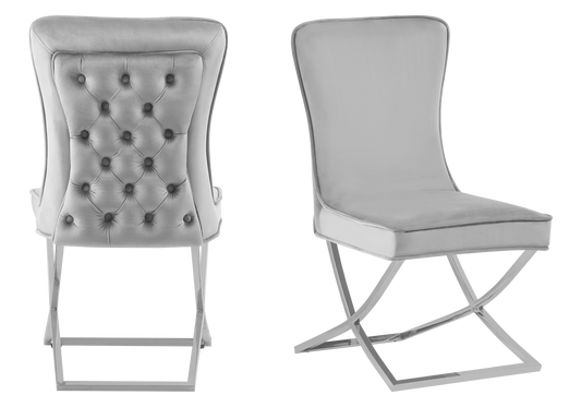 Lot de 2 chaises capitonnées en gris | Korva