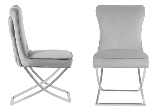 Lot de 2 chaises capitonnées en gris | Korva