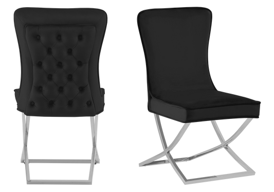 Lot de 2 chaises capitonnées noir et argent | Korva