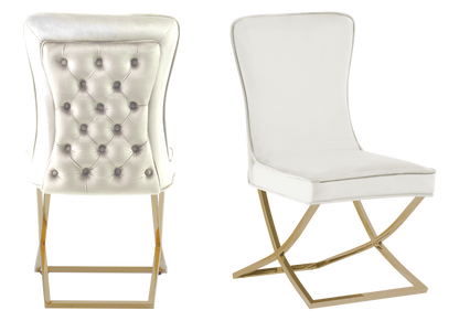 Lot de 2 chaises velours écru capitonnées | Korva