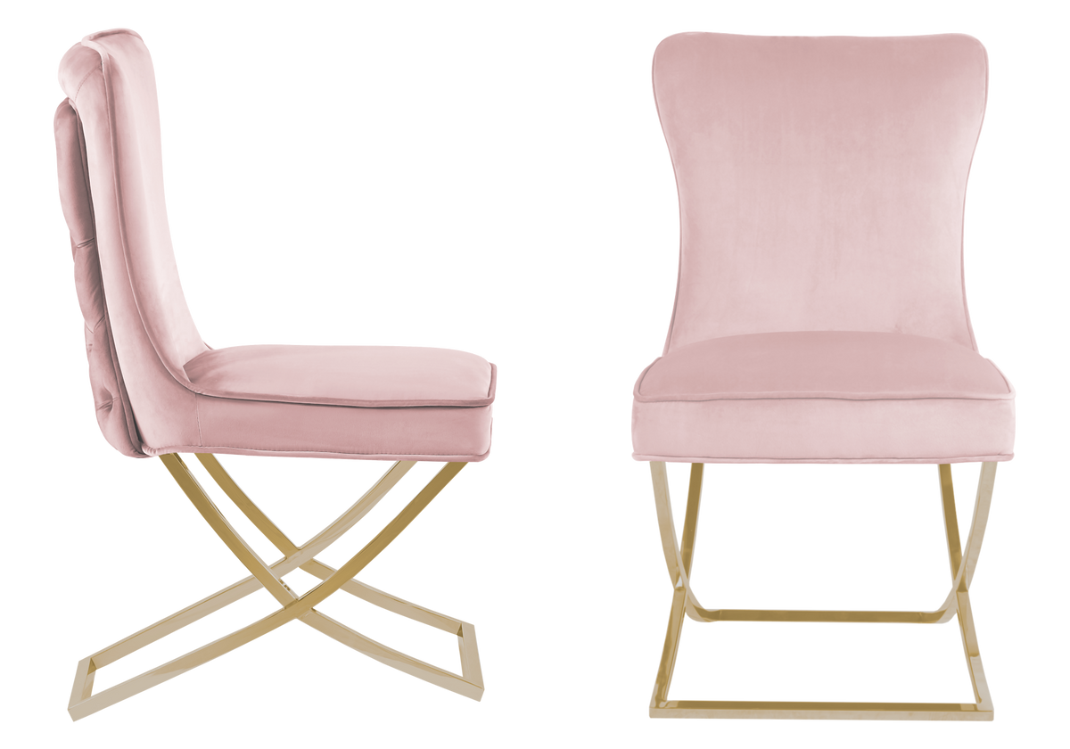Lot de 2 chaises capitonnées rose poudré | Korva