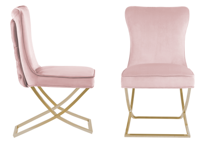 Lot de 2 chaises capitonnées rose poudré | Korva