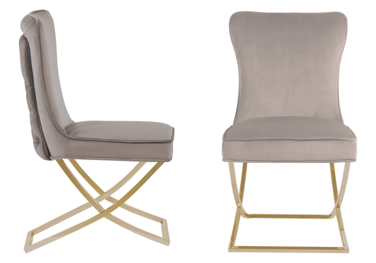 Lot de 2 chaises velours capitonnées taupe | Korva