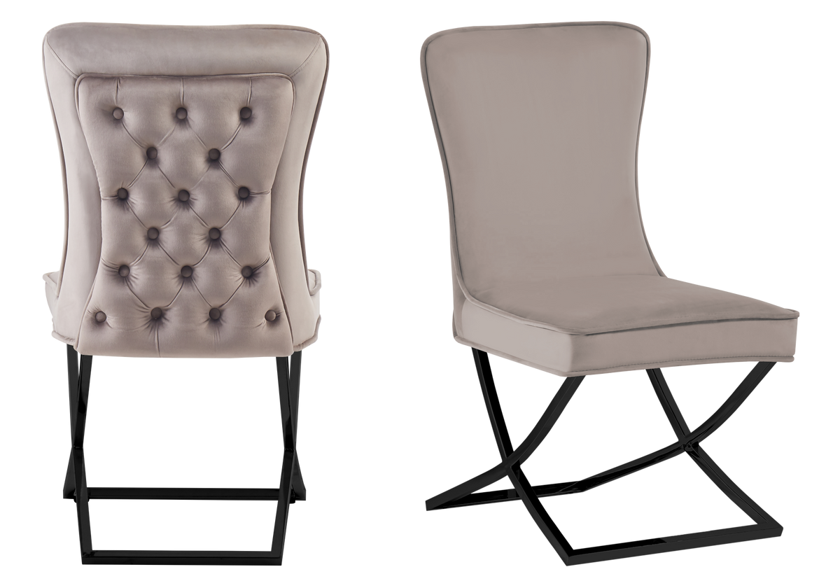 Lot de 2 chaises capitonnées en taupe | Korva