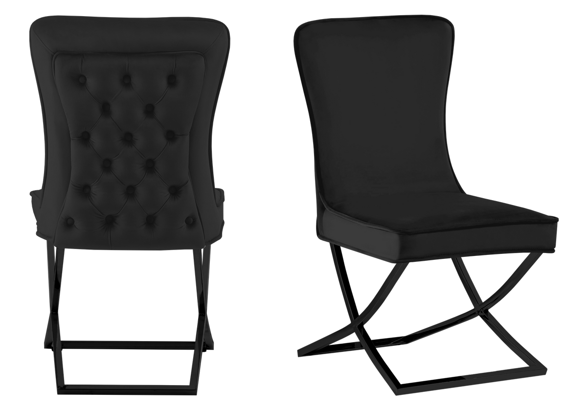 Lot de 2 chaises capitonnées en noir | Korva