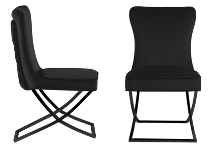 Lot de 2 chaises capitonnées en noir | Korva