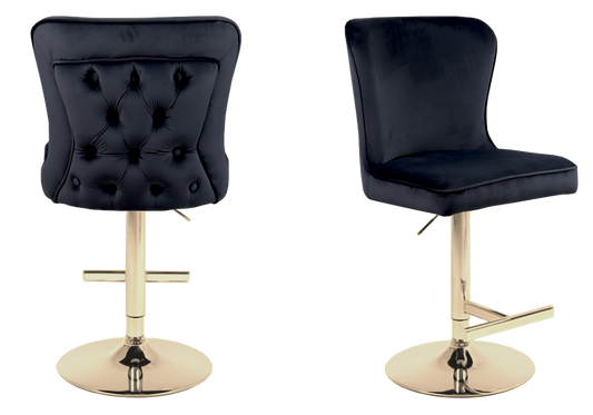 Lot de 2 chaises de bar en noir et doré | Korva