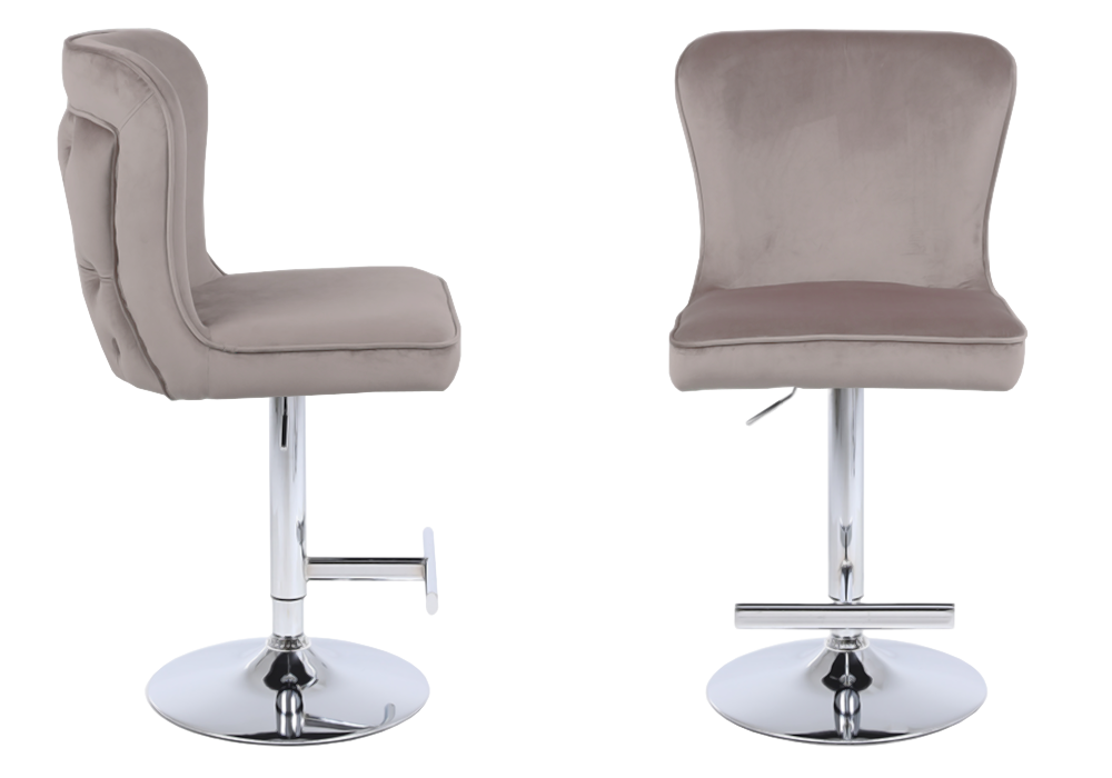 Lot de 2 chaises de bar capitonnées taupe | Korva