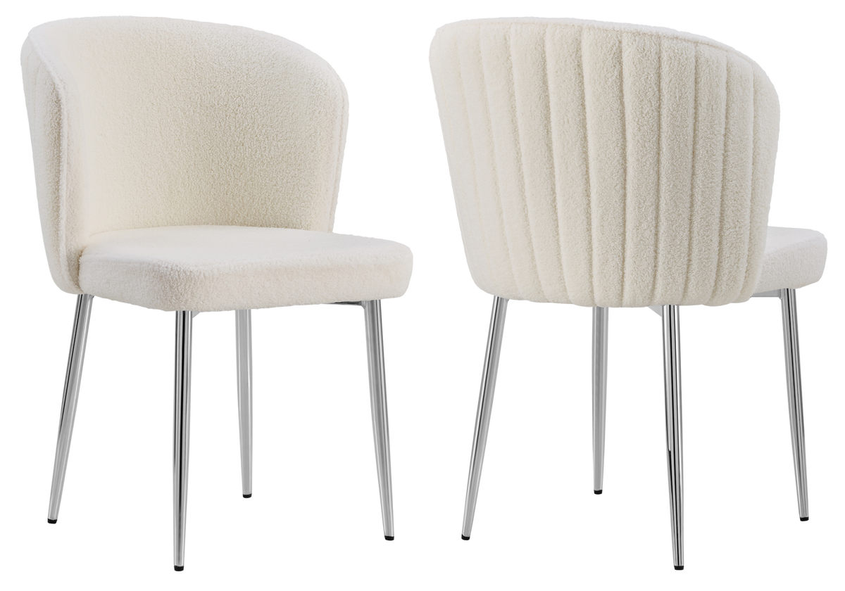4 chaises de salle à manger tissu bouclé écru | Vexis