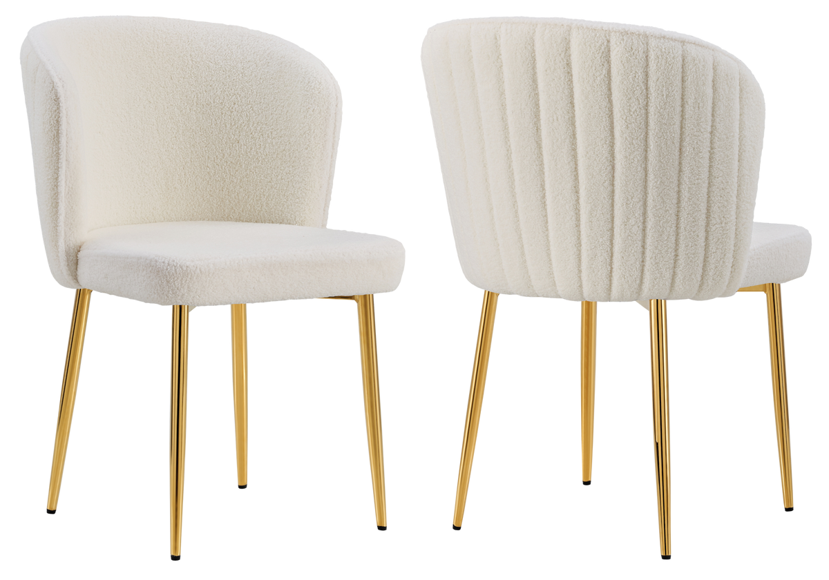 4 chaises de salle à manger tissu bouclé écru | Vexis