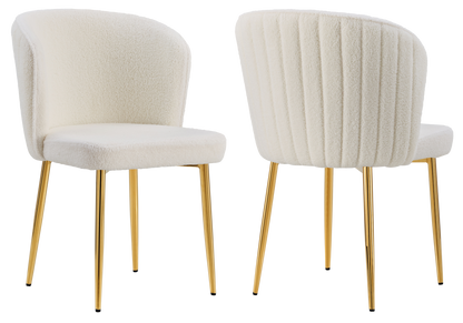 4 chaises de salle à manger tissu bouclé écru | Vexis