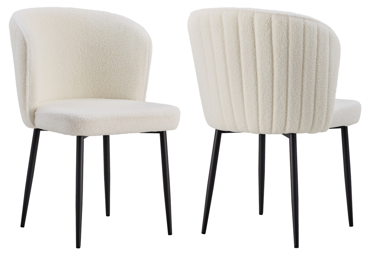 4 chaises de salle à manger tissu bouclé écru | Vexis