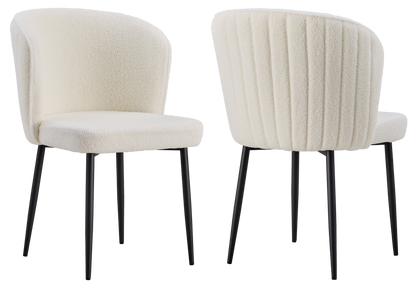 4 chaises de salle à manger tissu bouclé écru | Vexis