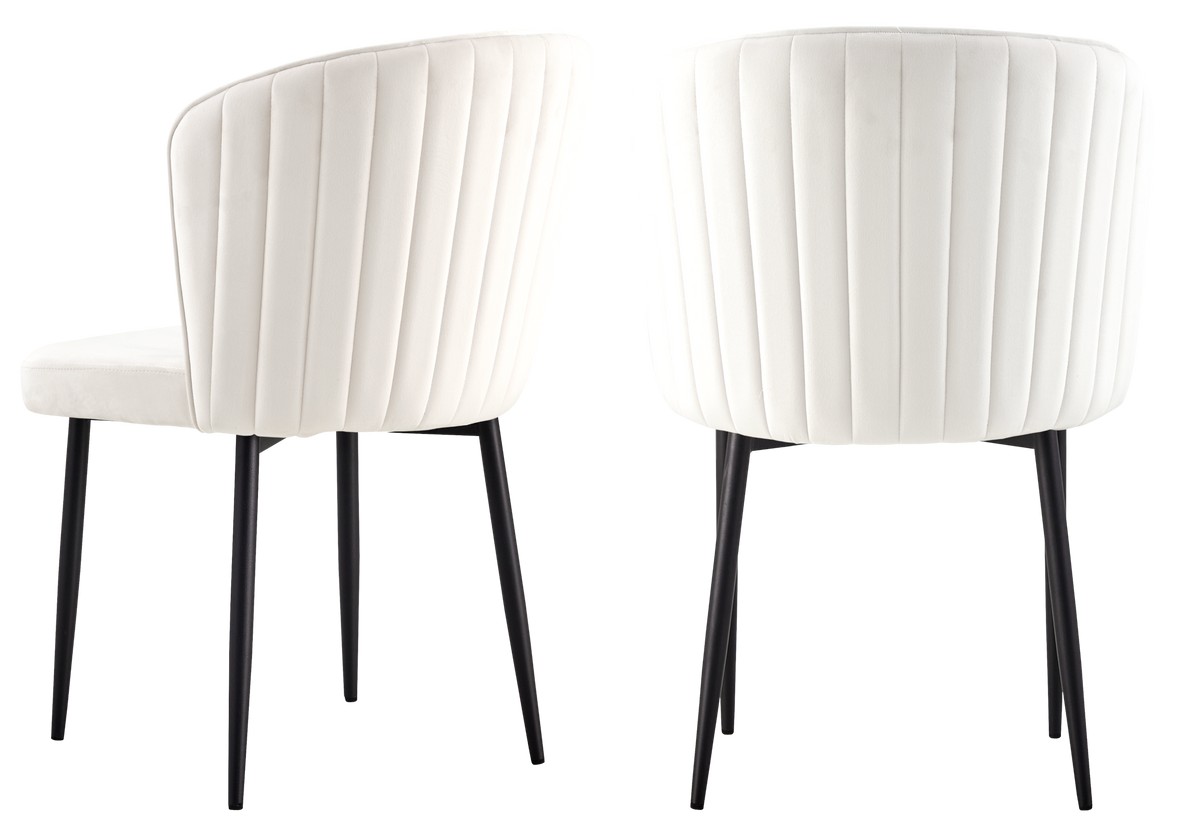 Lot de 4 chaises de salle à manger velours écru | Vexis