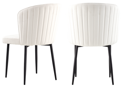 Lot de 4 chaises de salle à manger velours écru | Vexis