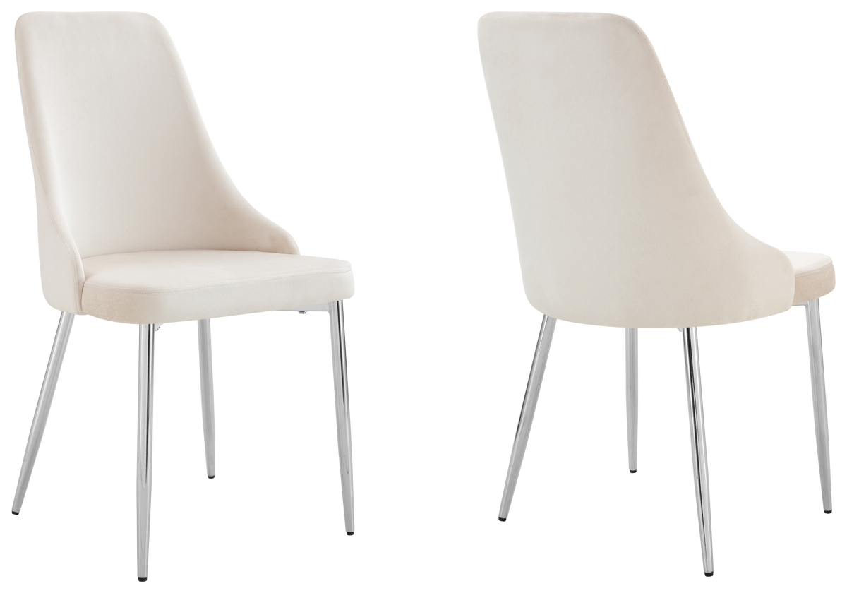 Lot de 4 chaises en beige pieds argentés | Kynox