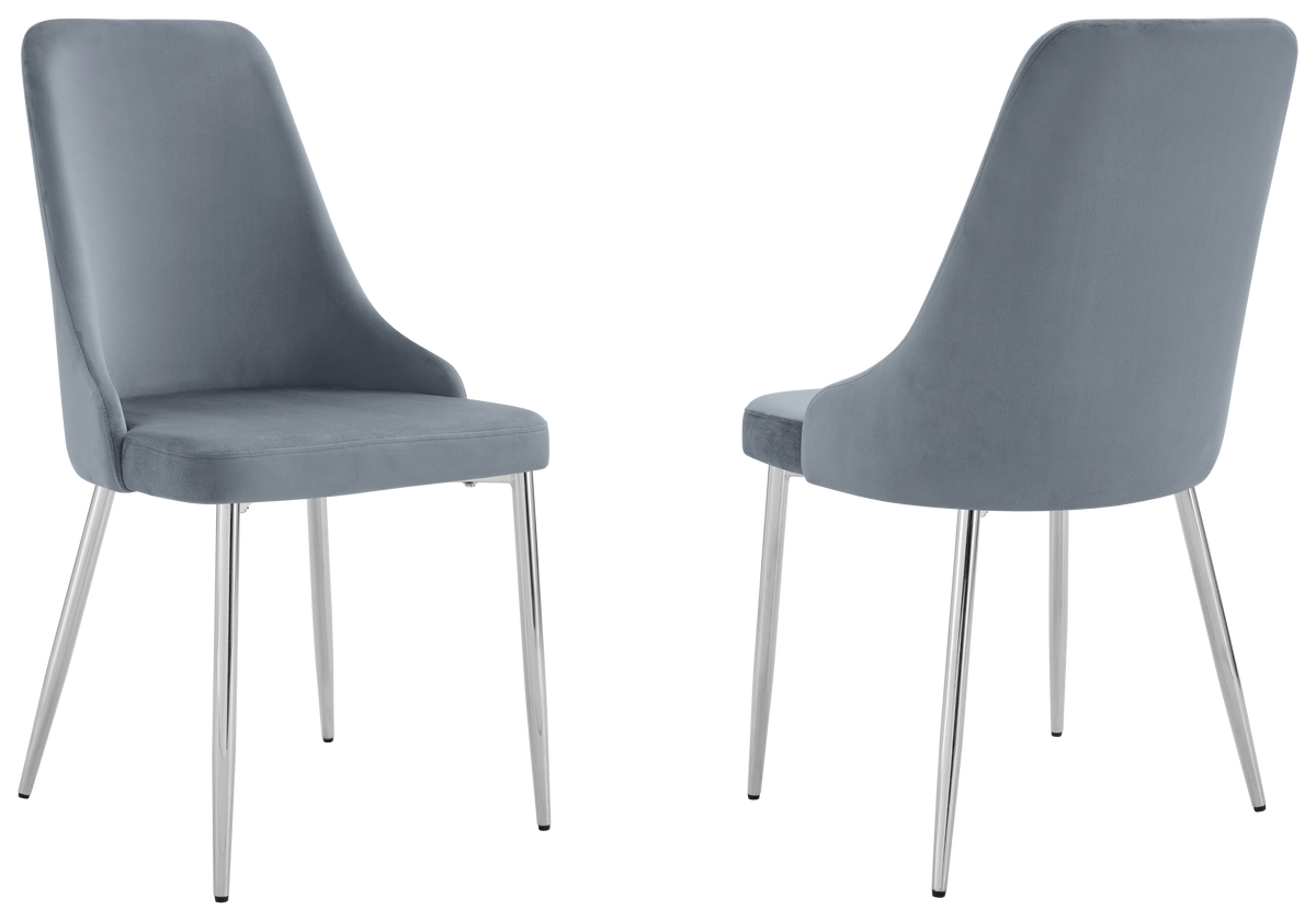 Lot de 4 chaises en gris et pieds argentés | Kynox
