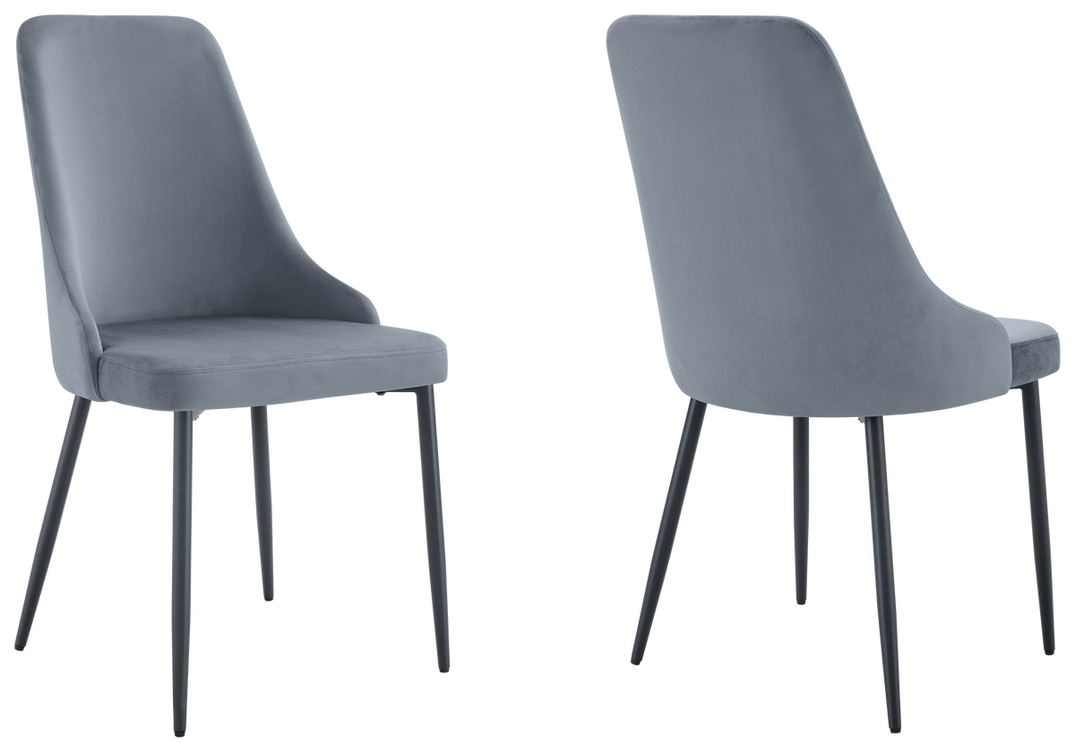 Lot de 4 chaises en gris et pieds noirs | Kynox