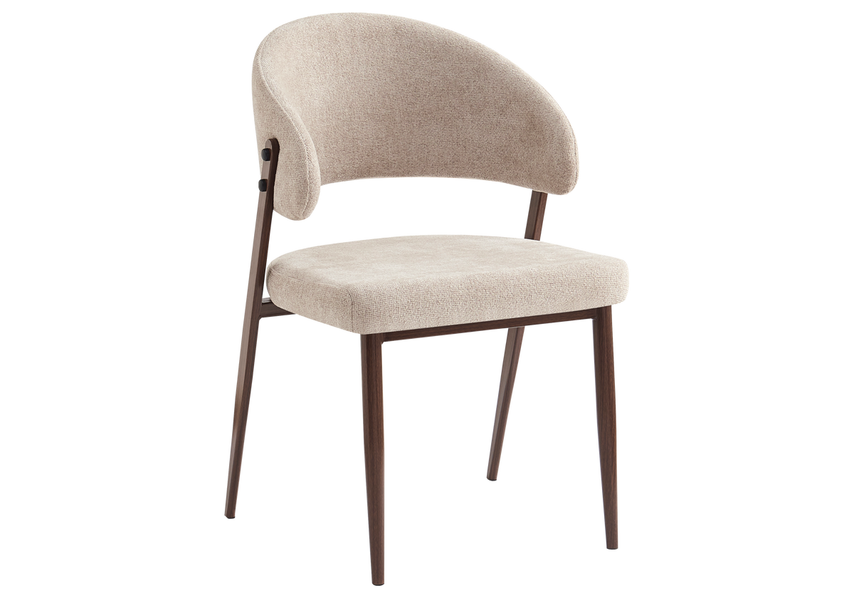 4 chaises velours marron glacé pieds noyer | Vexta